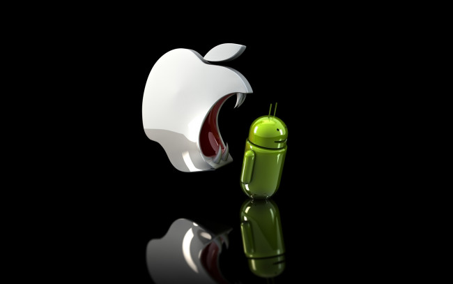 Обои картинки фото компьютеры, android, ios, клыки, злое, яблоко, apple