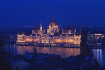 обоя города, будапешт, венгрия, подсветка, парламент, ночь