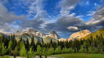 Картинка mount lougheed wind mountain tower природа горы alberta canada canadian rockies альберта канада канадские скалистые
