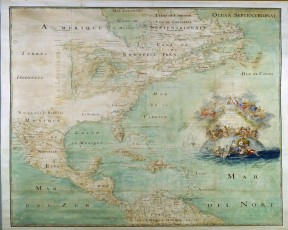 обоя разное, глобусы,  карты, древняя, америка, центральная, карта, море, карибское