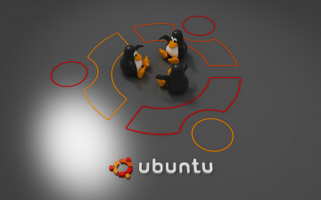 обоя компьютеры, ubuntu linux, пингвины