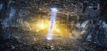 Картинка фэнтези роботы +киборги +механизмы spaceship звезды город титаны фантастика космос neoterya proto-city космическая станция здания планета