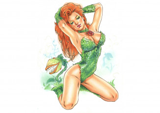 Картинка рисованное комиксы девушка фон волосы рыжая