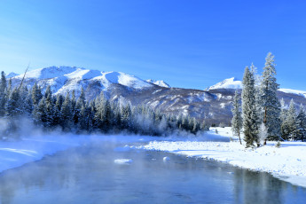 Картинка природа реки озера река горы снег