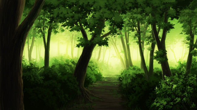 Обои картинки фото рисованное, природа, лес
