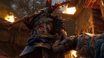 обоя видео игры, for honor, бой, огонь, крепость, самураи