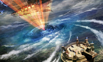 Картинка видео+игры final+fantasy+iv башня небо лучи корабль