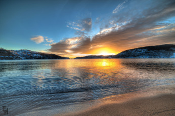 Картинка природа восходы закаты горы закат норвегия norway озеро