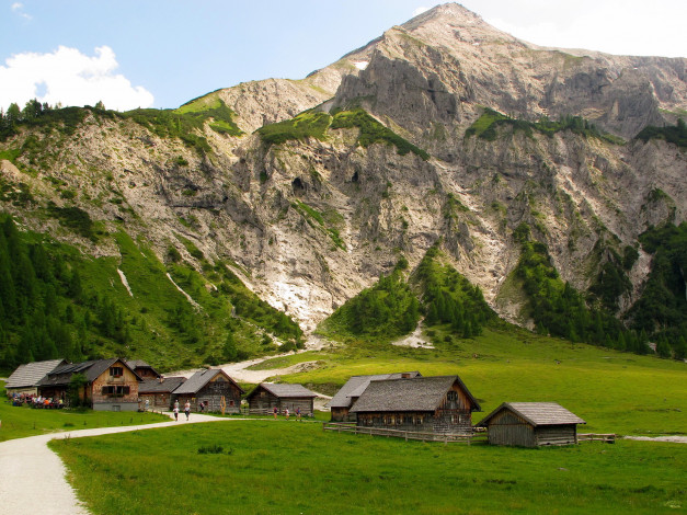 Обои картинки фото австрия, штирия, природа, горы, домики