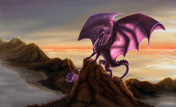 Картинка рисованные животные сказочные мифические вода горы дракон