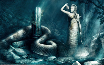 Картинка mike+nash фэнтези существа mike nash медуза хвост змеи
