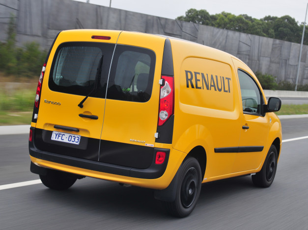 Обои картинки фото автомобили, renault, желтый, au-spec, van, kangoo