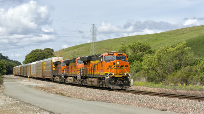 Обои картинки фото техника, поезда, дорога, локомотив, рельсы, состав, железная