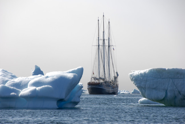 Обои картинки фото корабли, парусники, льды, мачты