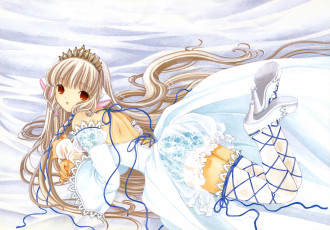 Картинка аниме chobits платье ушки девушка ленты диадема chii