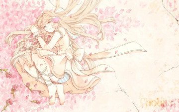 Картинка аниме chobits девушка scbaby chii 58 цветы ленты розы лепестки ушки платье