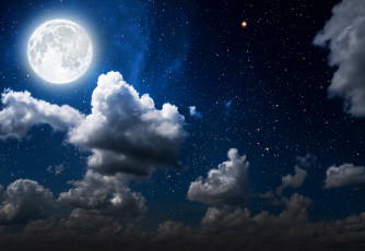 обоя космос, луна, облака