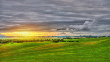 Картинка природа восходы закаты облака поле