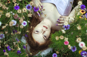 Картинка девушки -unsort+ лица +портреты рыжая волосы цветы лето лицо