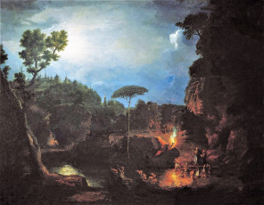 Картинка рисованное иван+танков люди озеро горы деревья
