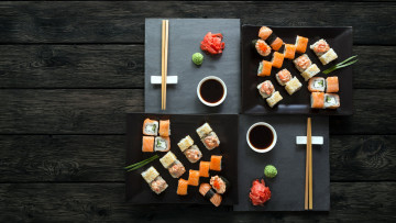 Картинка еда рыба +морепродукты +суши +роллы имбирь роллы васаби соевый соус