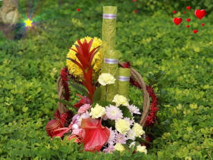 Картинка цветы букеты композиции гвоздики хризантемы композиция