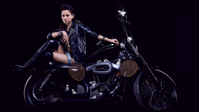 Обои картинки фото мотоциклы, мото, девушкой, азиатка, мотоцикл