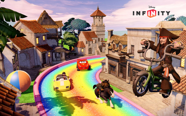 Обои картинки фото infinity, видео, игры, disney, улица, машины, лошадь