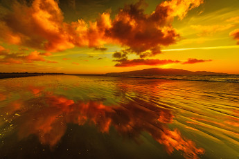 Картинка природа восходы закаты закат облака отражение