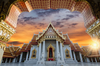 обоя marble temple,  wat benchamabopitr dusitvanaram bangkok, города, - буддийские и другие храмы, восток, религия, храм