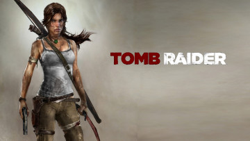 обоя lara croft tomb raider,  the action adventure, видео игры, девушка, оружие, фон, взгляд
