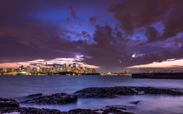 Картинка города сидней+ австралия город ночь берег пролив australia sydney bradley's head