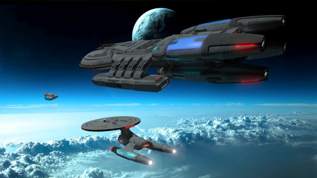 Обои картинки фото видео игры, star trek online, вселенная, полет, космический, корабль