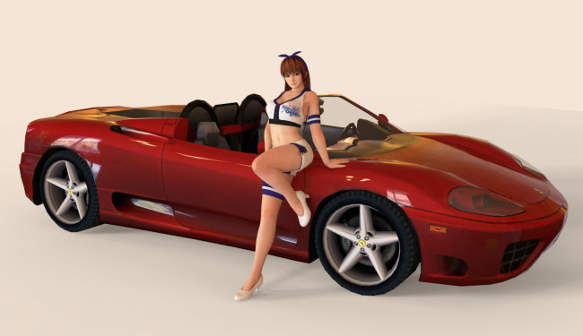 Обои картинки фото автомобили, 3d car&girl, девушка, автомобиль, фон, взгляд