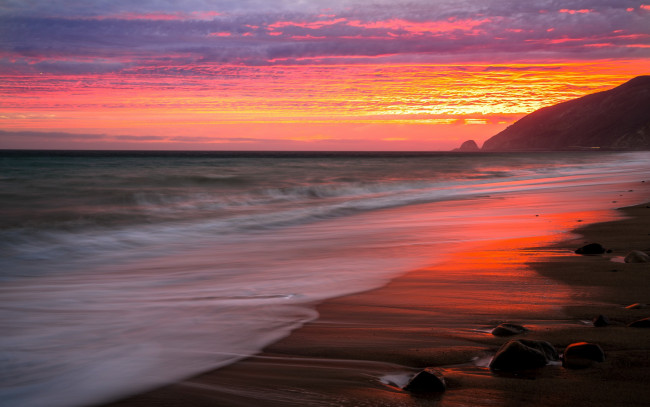 Обои картинки фото природа, восходы, закаты, берег, море, закат