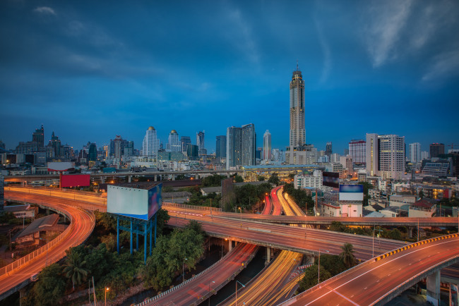 Обои картинки фото bangkok city, города, бангкок , таиланд, город, эстакада, небоскребы