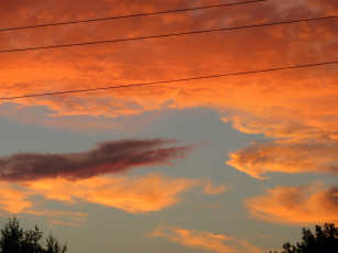 обоя природа, облака, закат, оранжевый