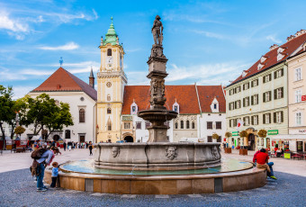 Картинка братислава города братислава+ словакия город площадь здания фонтан