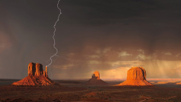 Картинка пустыня природа пустыни скалы молния