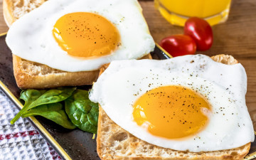 Картинка еда яичные+блюда базилик хлеб яичница глазунья