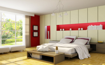 Картинка интерьер спальня кактус растения подушки кровать стиль комната квартира дизайн ваза еда окна