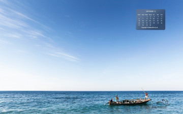 обоя календари, люди, море, лодка, рыбаки