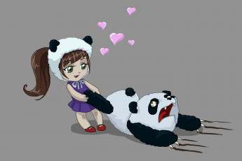 Картинка векторная графика ситуация панда девочка