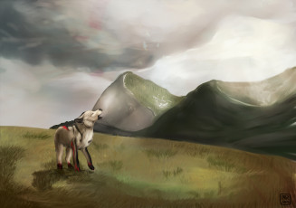 Картинка рисованные животные сказочные мифические волк горы