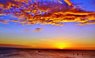 Картинка природа восходы закаты океан заря солнце облака горизонт