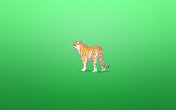 обоя рисованные, минимализм, tiger, хитрая, морда, зеленоватый, фон, животное, тигр