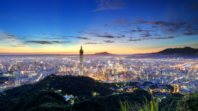 Обои картинки фото taipei, taiwan, города, тайбэй, тайвань, china, китай, ночной, город, панорама