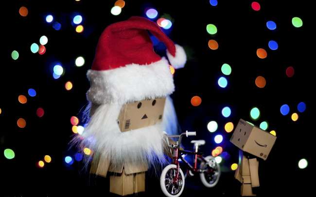 Обои картинки фото разное, данбо, danboard, велосипед, праздник, amazon, коробки