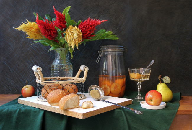 Обои картинки фото еда, натюрморт, яблоки, варенье, груши, амарант
