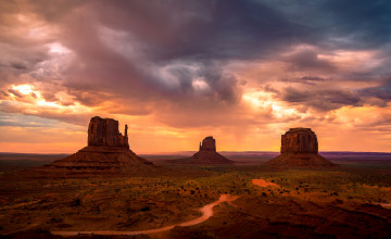 Картинка природа пустыни облака небо горы сша вечер скалы долина монументов